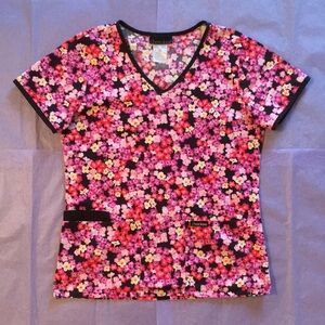 Cherokee Floral Graphics Scrub Top Size X-Small